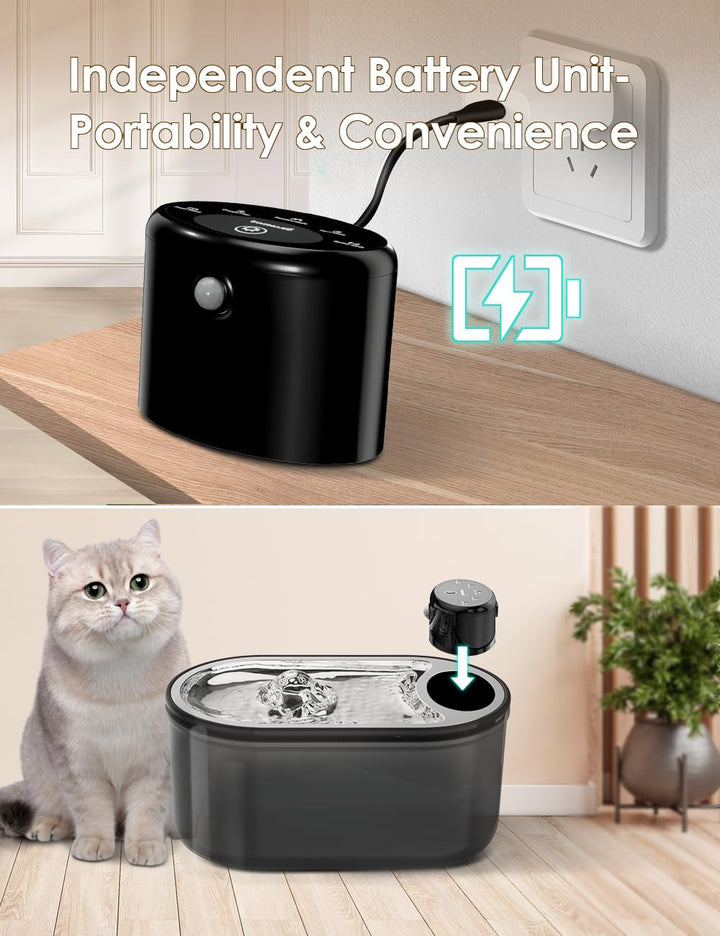 Ersatz Akku für TOMXCUTE P9 Katzenbrunnen, Abnehmbar Steuergerät Eingebauter 4000-mAh Akku - Schwarz