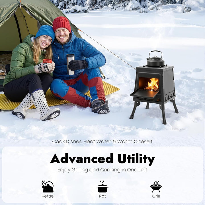 Raketenofen Zeltheizung - Tragbarer Holzofen mit Mehrstoff-Unterstützung für Camping, Outdoor &amp; Notf