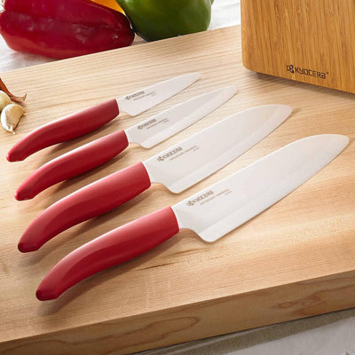 KYOCERA GEN COLOUR Santoku Keramikmesser FK-140WH-RD Santokumesser mit extrem scharfer Keramikklinge