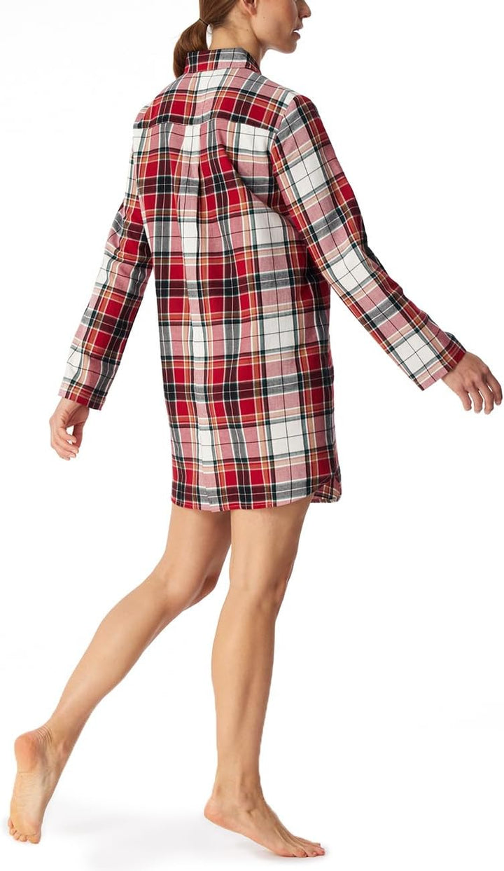 Schiesser Damen Nachthemd langarm Bauwolle 90cm - Xmas Gifting Set 40 Kariert, 40 Kariert