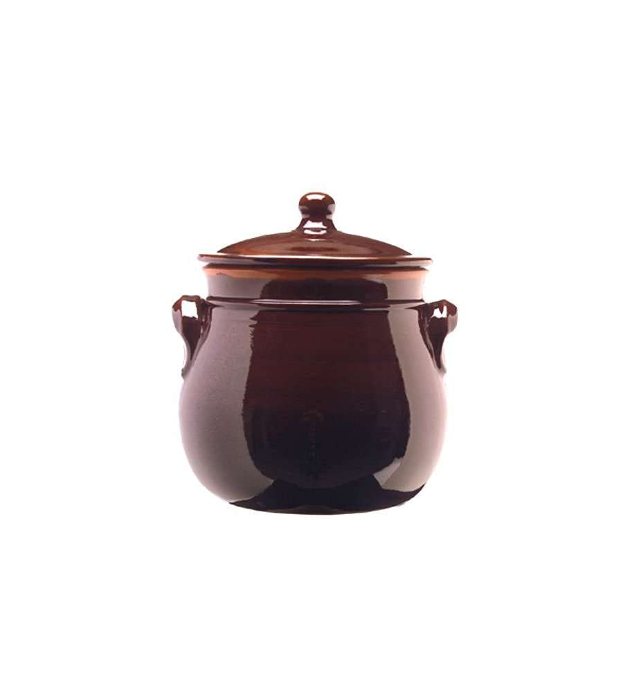 Colì Maioliche e Terrecotte aus 1650 Terrakotta-Vase mit Deckel Brunella, braun, 20x20x24 cm