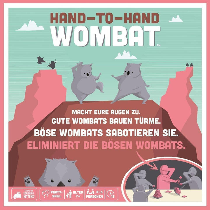 Exploding Kittens | Hand-to-Hand Wombat | Partyspiel | 3-6 Spieler | Ab 7+ Jahren | 15 Minuten | Deu