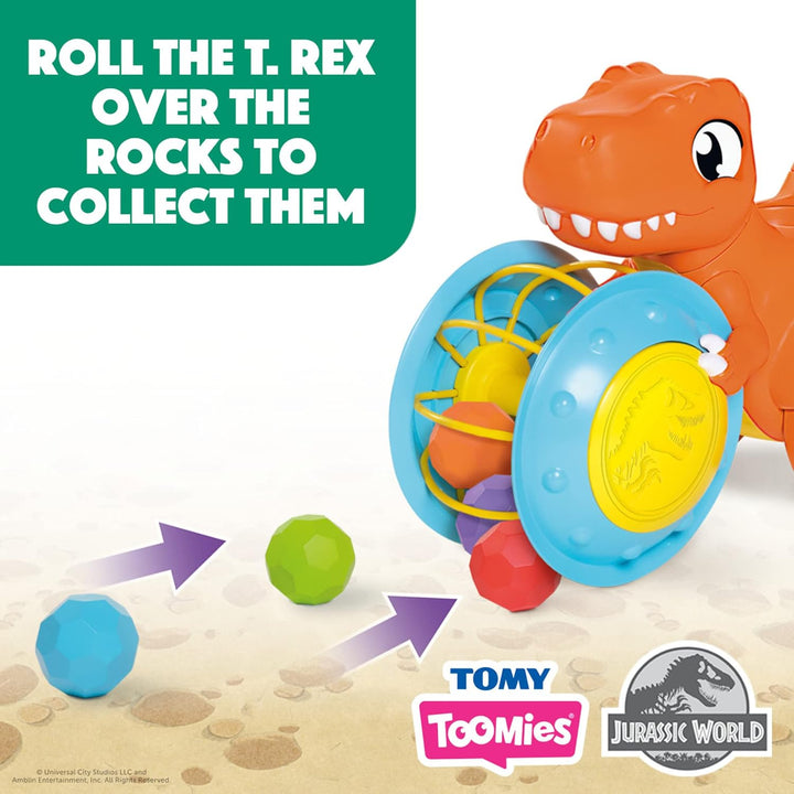 Toomies E73254 Tomy Pic &amp; Push T. Rex, Children, Jurassic World, Educational Push &amp; Go Vehicle, Colo