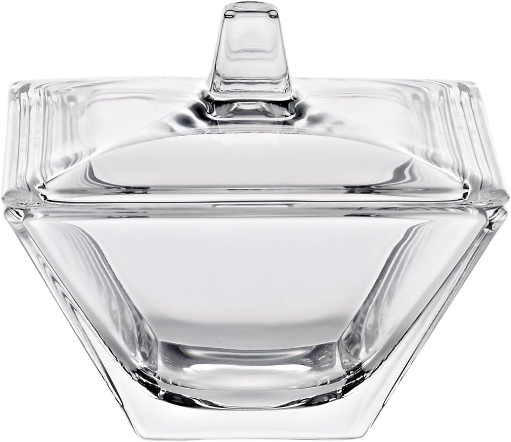 CRISTALICA Dose mit Deckel Bomboniere Klara 11 X 11 cm Hochwertiges Glas Moderner Zeitloser Style