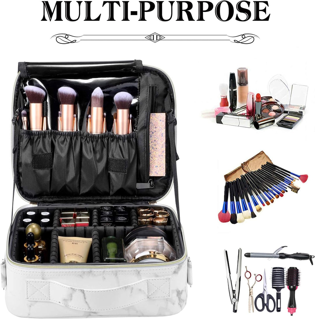 Kosmetiktasche, Schminkkoffer PU Leder Grosse Kapazität Professionelles Make Up Organizer Tasche Was