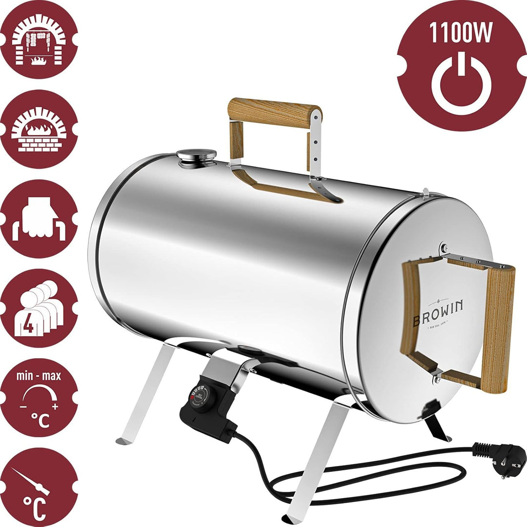 BROWIN® Elektrischer Räucherofen 330020 | Kompakt und mobil, Perfekt für unterwegs, Vielseitig einse