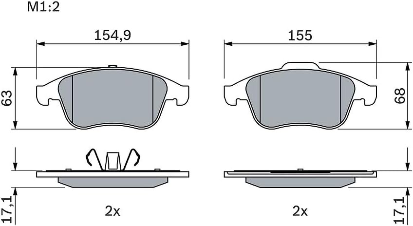 Bosch BP1324 Bremsbeläge - Vorderachse - ECE-R90 Zertifizierung - vier Bremsbeläge pro Set