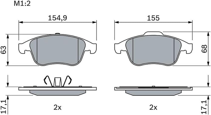 Bosch BP1324 Bremsbeläge - Vorderachse - ECE-R90 Zertifizierung - vier Bremsbeläge pro Set