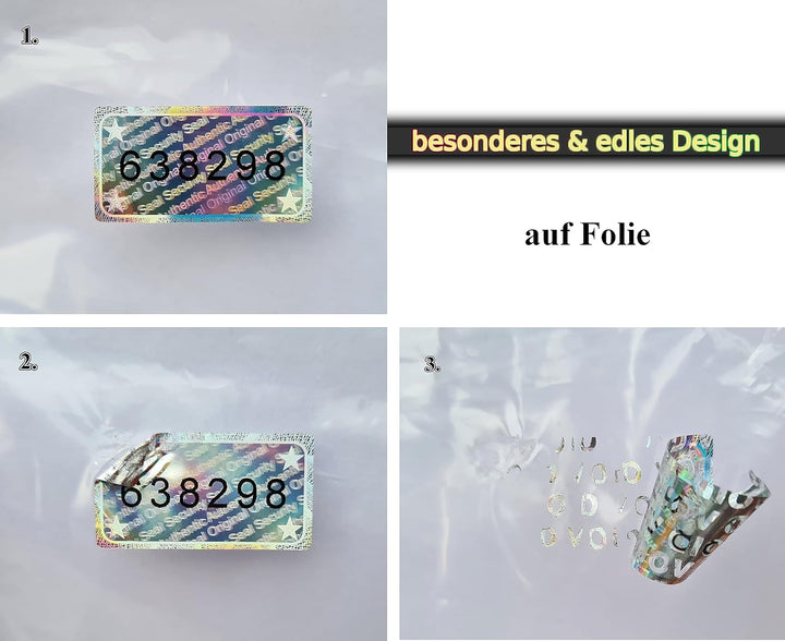 1215 Stk - 3D Hologramm-Siegel mit Seriennummer - 30*16mm silber glänzend - Sicherheitssiegel, Quali