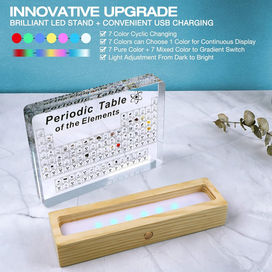 Jeebel Periodensystem der Echten Elementen, Periodensystem aus Acryl der LED Tischlampe mit 83 echte