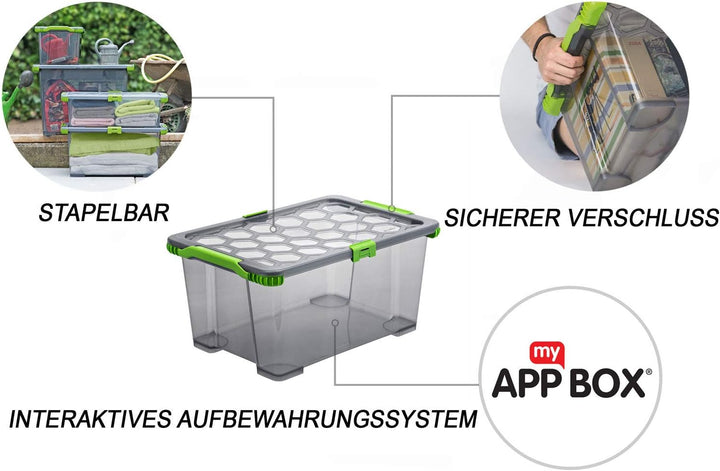 Rotho Evo Total Protection 3er-Set Aufbewahrungsbox 44l mit Deckel, lebensmittelechter Kunststoff (P