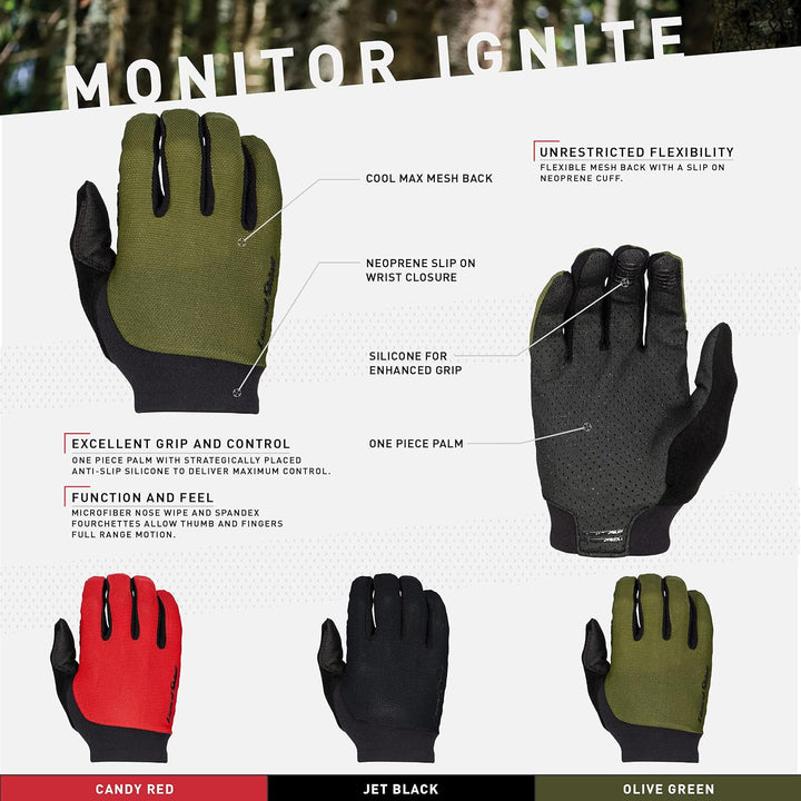 Lizard Skins Unisex Monitor Ignite-Large Black-New22 Clothes-Gloves, Jet Black, L
