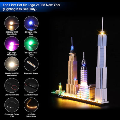 Led Licht Set für Lego Architecture New York City,Dekorations Led Beleuchtungs Set für Lego 21028 Sk