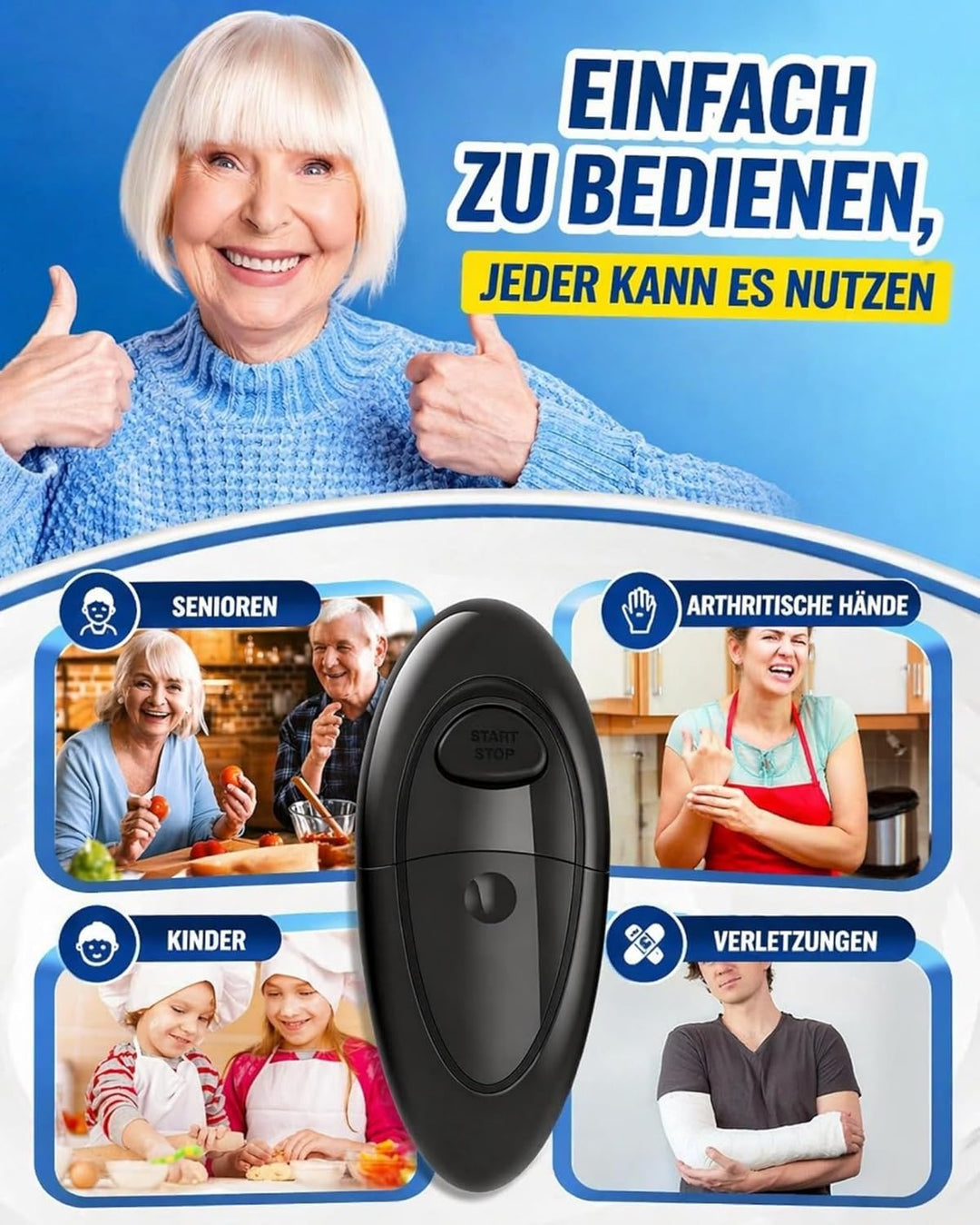 Elektrischer Dosenöffner, One Touch Automatisch Kabellos, Glatte Schnittkante Sicher, Für Senioren S