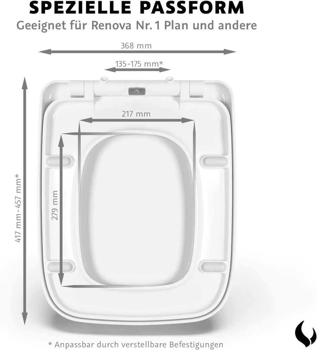 Bullseat® 6.1 WC Sitz eckig passend zu Keramag Renova Nr. 1 Plan mit Absenkautomatik/Softclose abneh