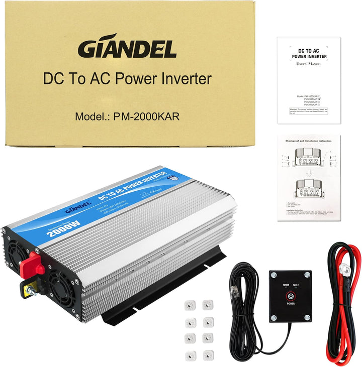 GIANDEL 2000W Modifizierter Welle Wechselrichter 12V auf 230V Spannungswandler Kompatibel Lithium-Ba