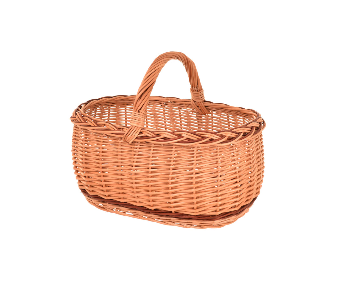 Einkaufskorb gross geflochten 47 x 35 x 33 cm Natural Henkelkorb, Weidenkorb, Tragekorb mit henkel,
