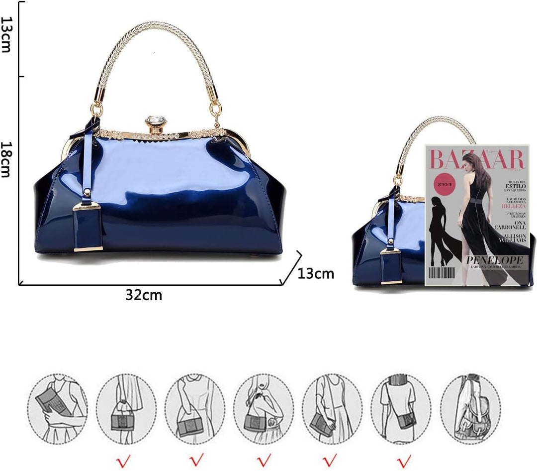 Coolives Damen Tasche Handtasche aus PU-Lackleder Henkeltasche Schultertasche Umhängetasche für die