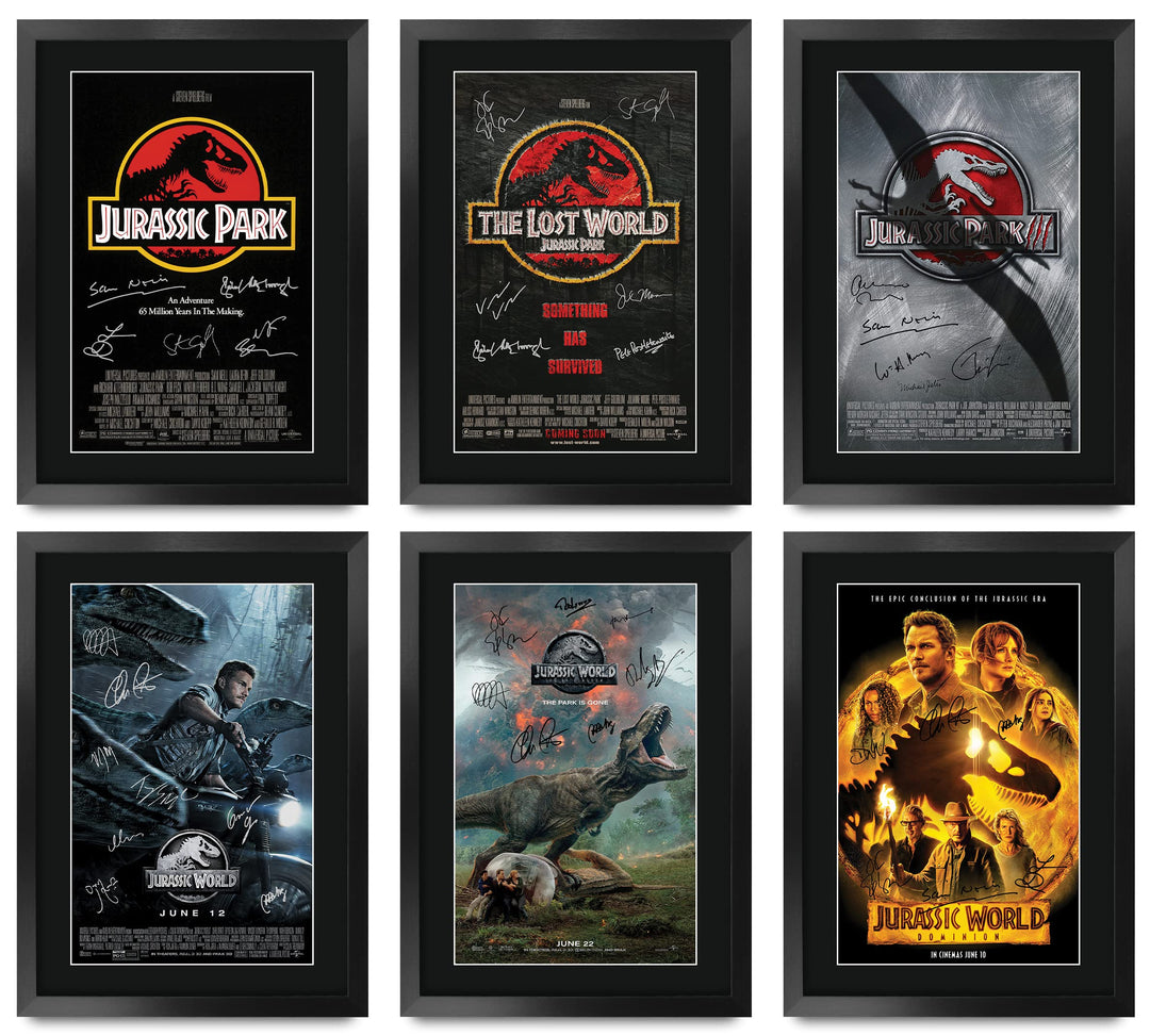 HWC Trading FR A3 Jurassic Park x 6 Geschenke Geduckter Poster Signiertes Autogramm Foto für Fans vo