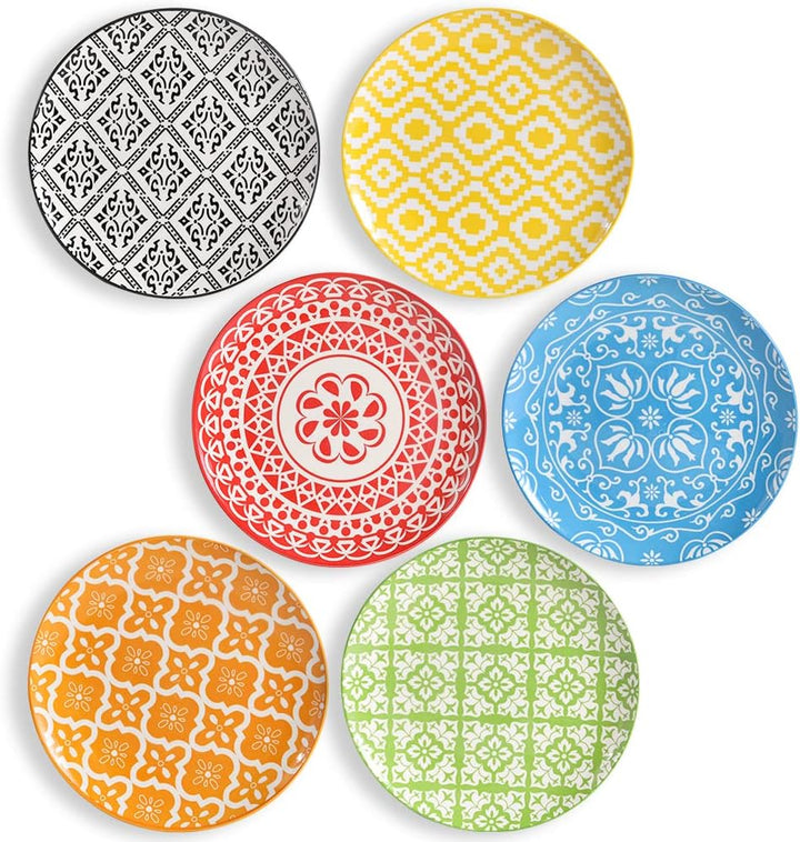 AHX Teller Set - Dessertteller Frühstücksteller- Flache Kuchenteller Salatteller 6er Set - Porzellan