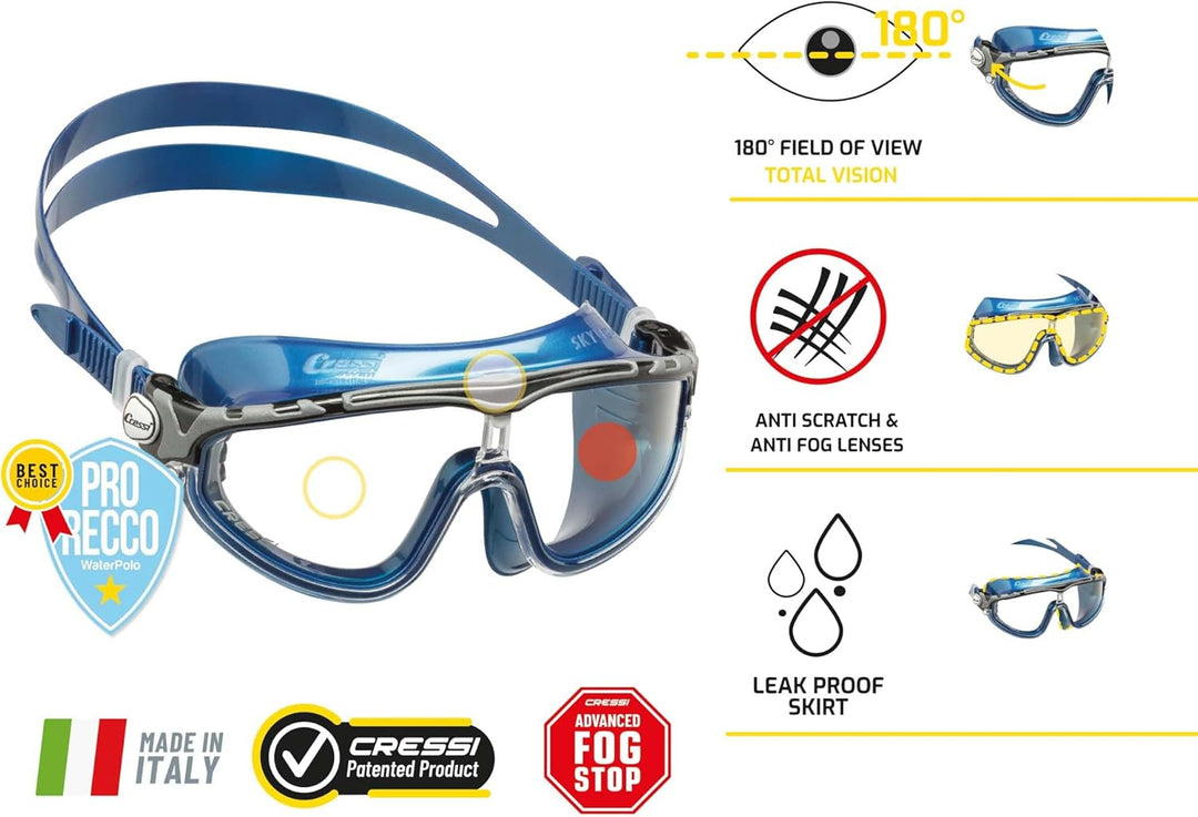 Cressi Unisex Skylight Swim Goggles Premium Schwimmbrille 100% UV Schutz, Hochwertige Materialien (1