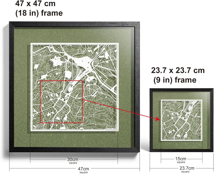 O3 DESIGN STUDIO - Marco de Papel para mapas, 22,8 x 22,8 cm, en Caja de Regalo, Fondo, autocambiant