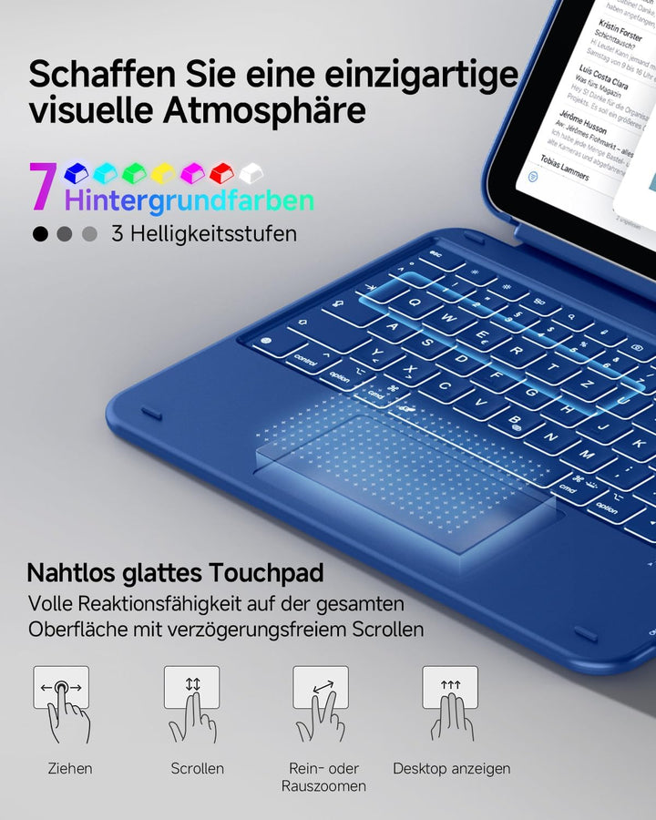 CACOE iPad 11 Hülle mit Tastatur (A16) 2025 & iPad 10. Generation 10,9 Zoll, Magnetisch Abnehmbare K