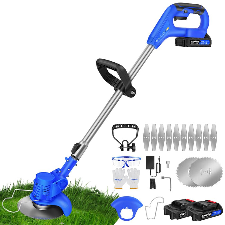 Qimu Akku Rasentrimmer mit Akku 21V Elektrischer Rasentrimmer Elektro-Trimmer Akku Motorsense Rasen