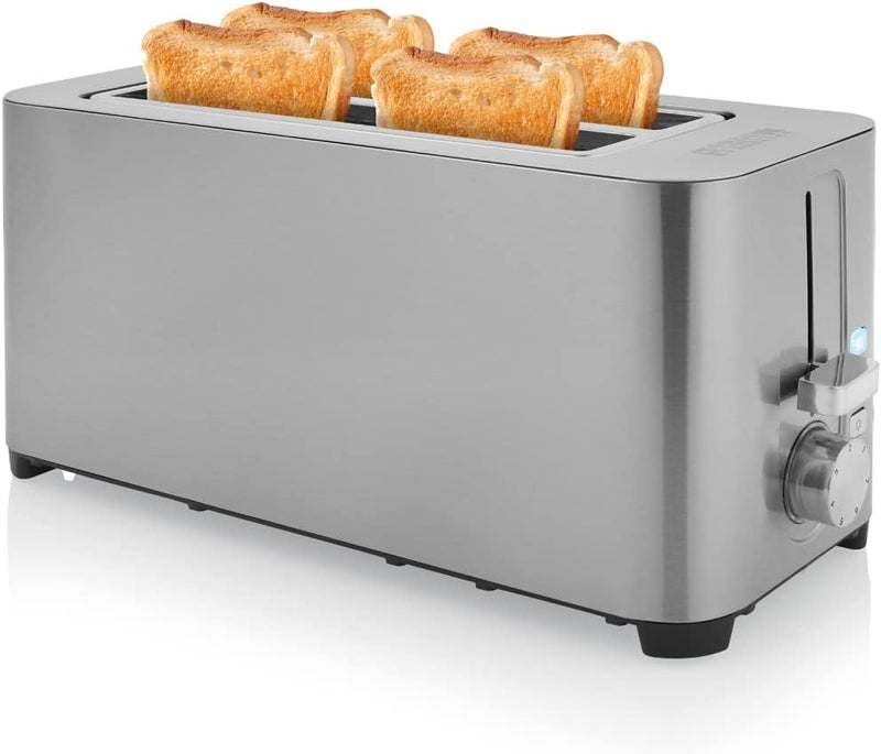 Princess 142402 Steel Toaster 2 Langer Schlitz - 7 einstellbare Stufen - 1400 W 4 Toasts Langer Schl