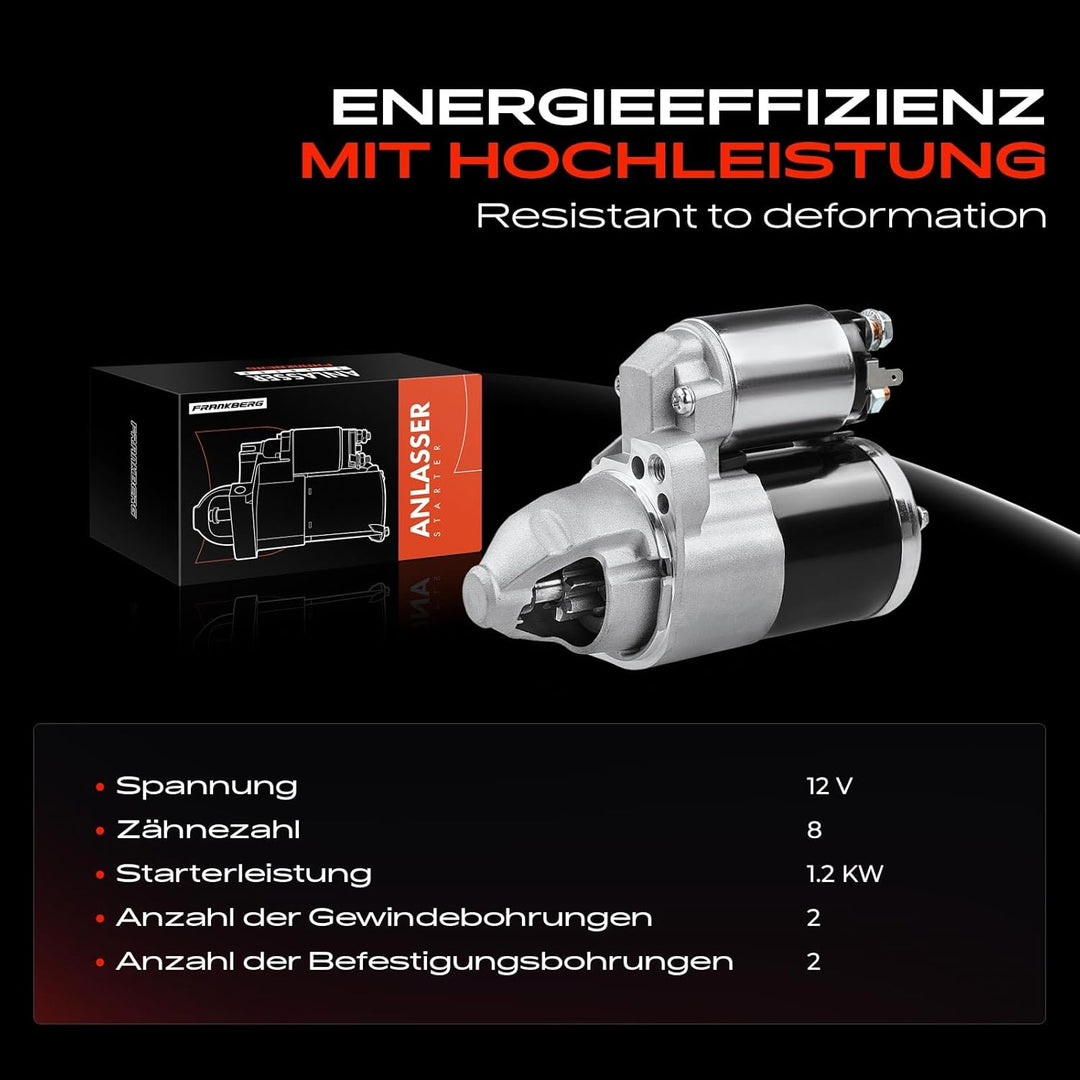 Frankberg Anlasser Starter 1,2 KW Kompatibel mit Sebring 2007-2010 Avenger 2007-2014 Caliber 2006-20