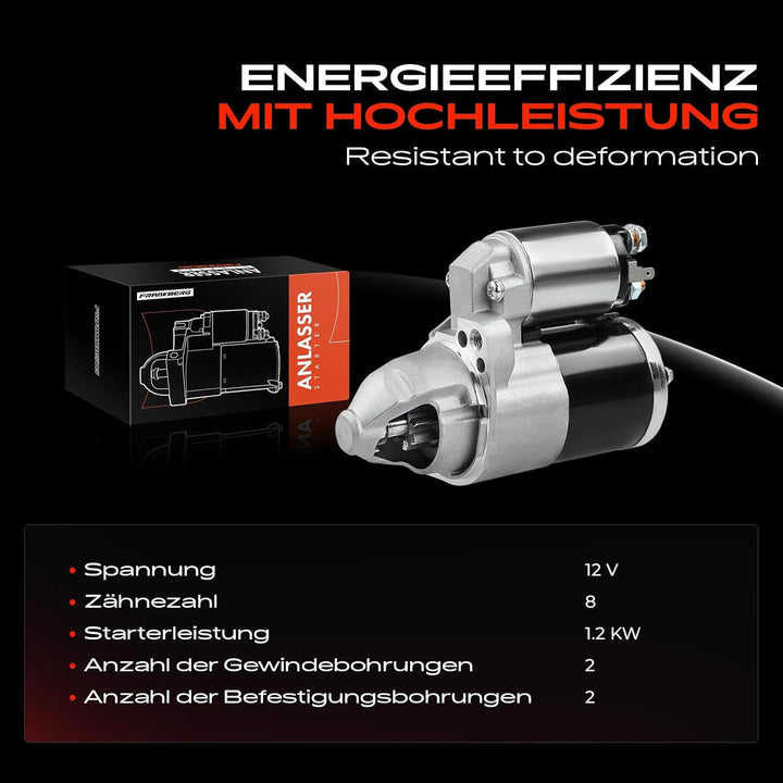 Frankberg Anlasser Starter 1,2 KW Kompatibel mit Sebring 2007-2010 Avenger 2007-2014 Caliber 2006-20