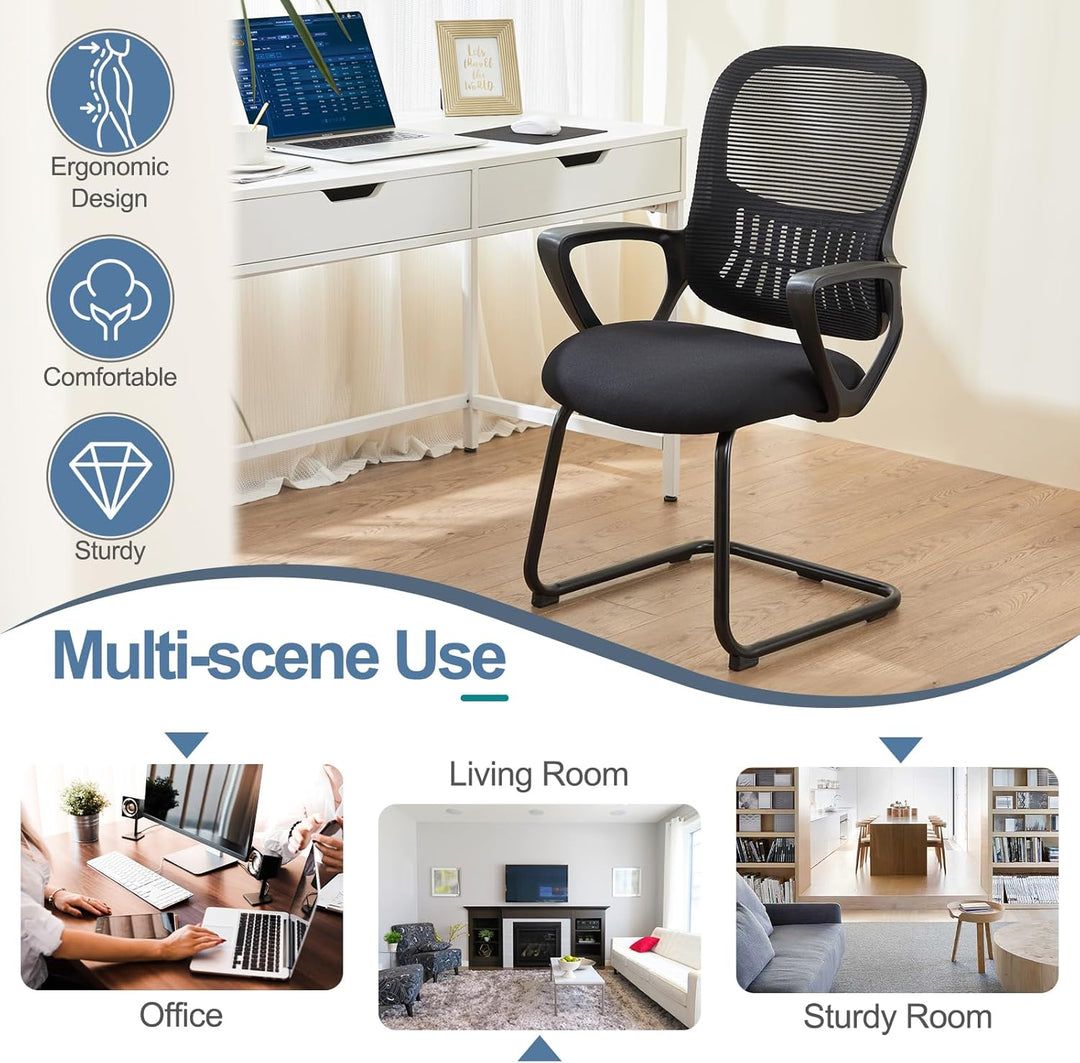 DUMOS Büro-Schreibtischstuhl mit Schlittenboden, ergonomischer Chefsessel aus Netzstoff, Computerstü