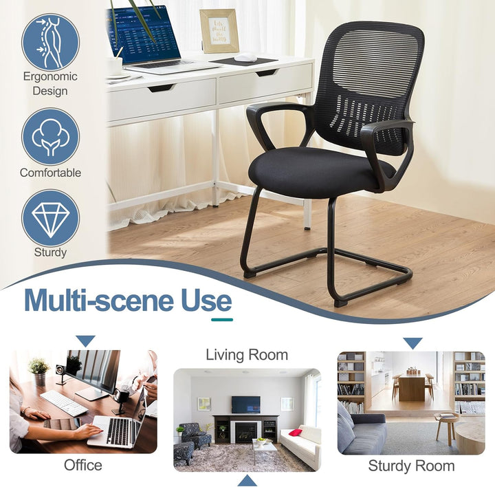 DUMOS Büro-Schreibtischstuhl mit Schlittenboden, ergonomischer Chefsessel aus Netzstoff, Computerstü