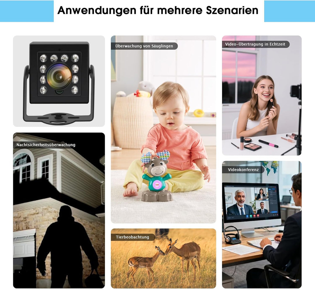 170 Grad Weitwinkel Fischaugen USB Kamera, 1080P 30fps/60fps/100fps Hochgeschwindigkeits Mini Webcam