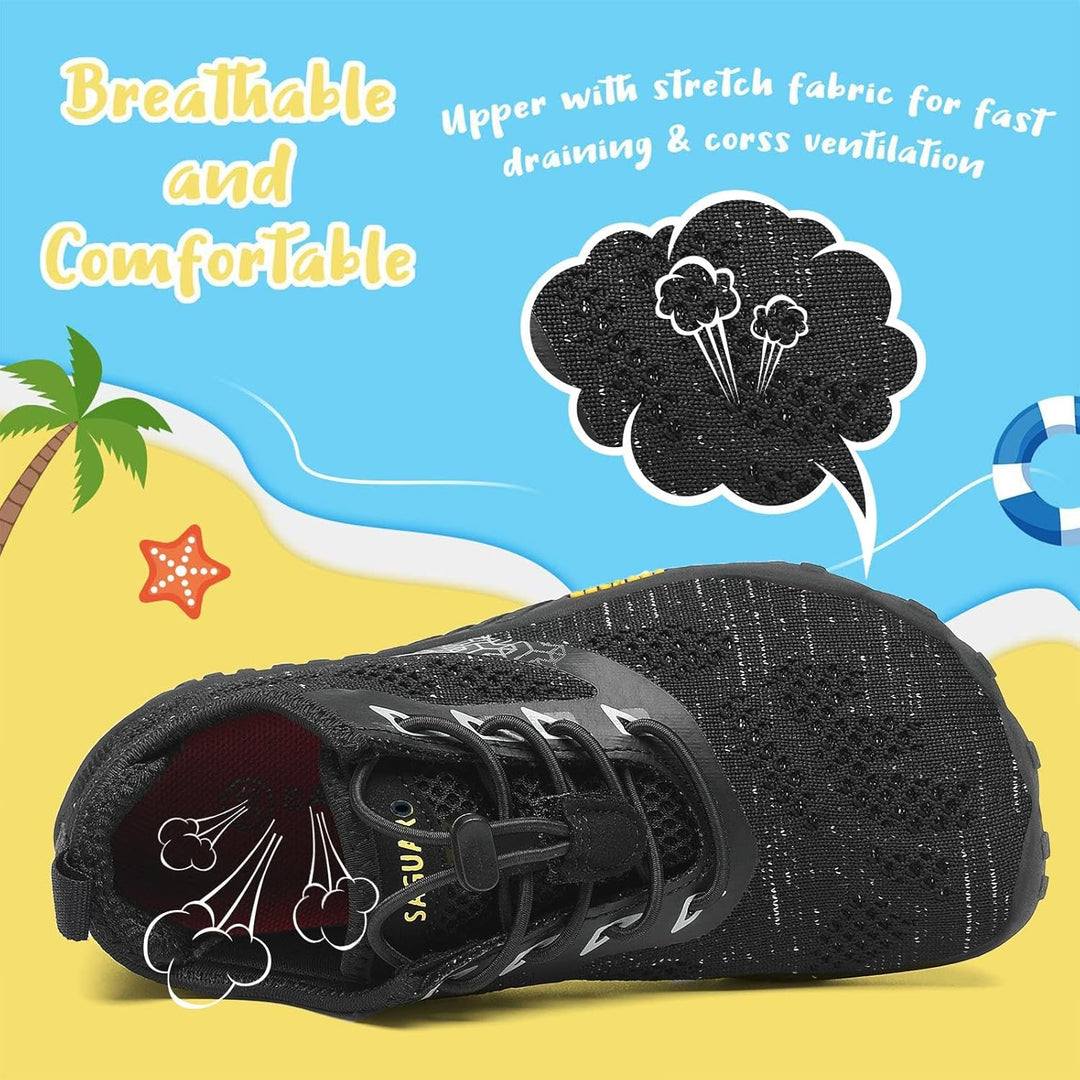 SAGUARO Kinder Barfussschuhe Schnell Trocknend Badeschuhe, 24-36 EU 27 EU Schwarz, 27 EU Schwarz