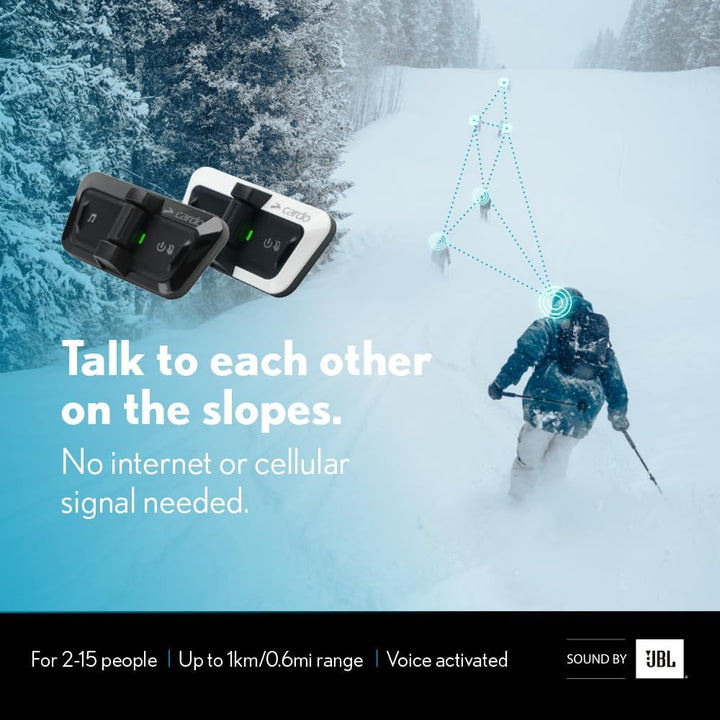 Cardo PACKTALK Helm-Kommunikationssystem, ideal für Ski, Snowboard und Radfahren, Einzelpackung, Out