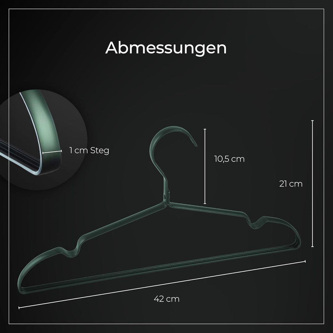 Parusia Kleiderbügel waldgrün, 42cm breit, 1cm stark, Kleiderbügel Metall rostfrei, formstabil, zur