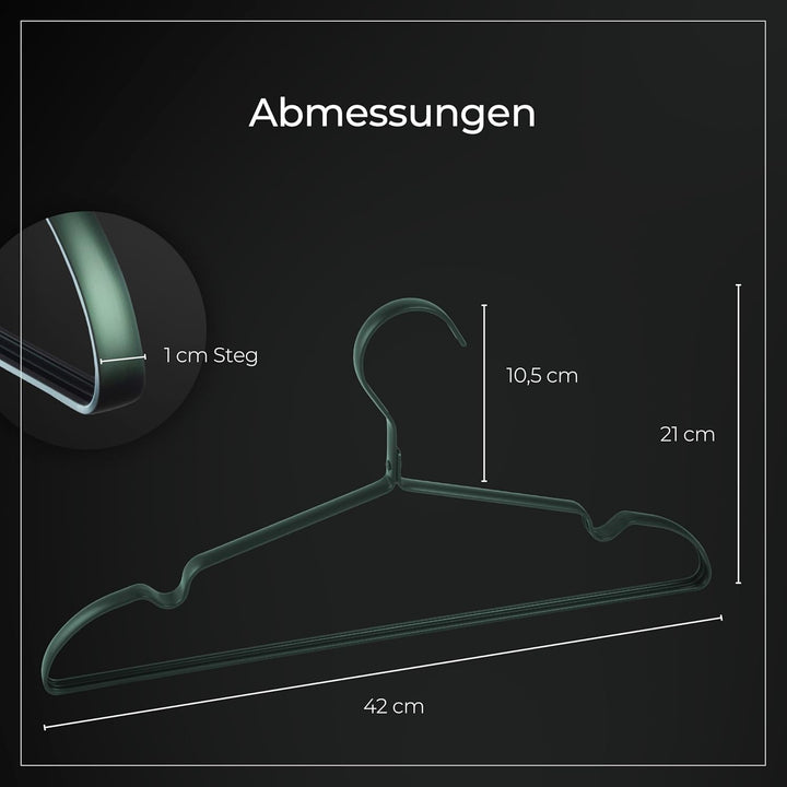 Parusia Kleiderbügel waldgrün, 42cm breit, 1cm stark, Kleiderbügel Metall rostfrei, formstabil, zur