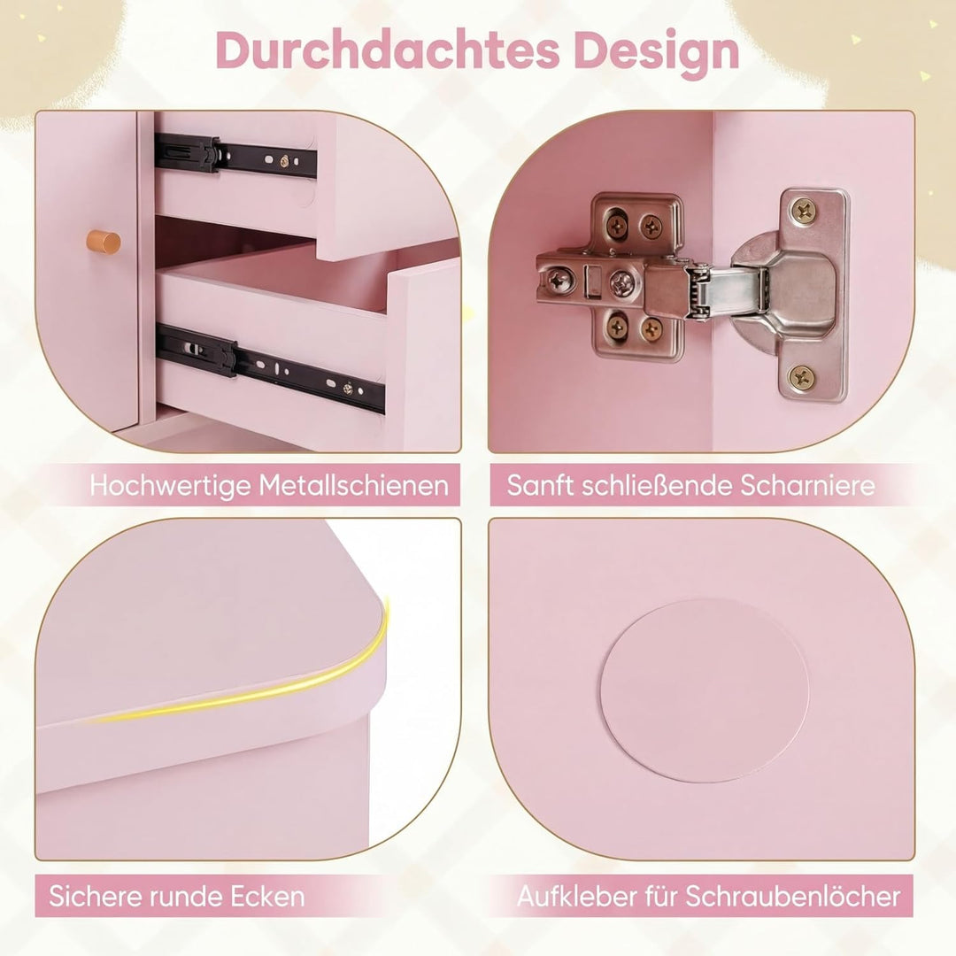 COSTWAY Spielzeugschrank Kinder, Kinderregal aus Holz, Kinderschrank mit 2 Schubladen & 2 Türen, Spi