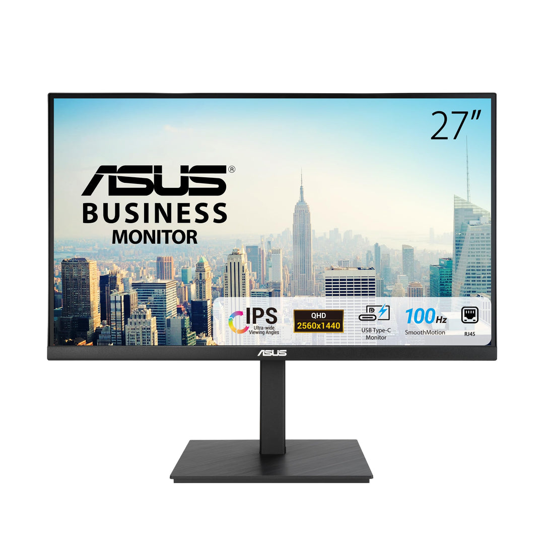 ASUS Business VA27ACFSN - 27 WQHD Monitor - Rahmenlos, ergonomisch, Flicker-Free, Blaulichtfilter, A