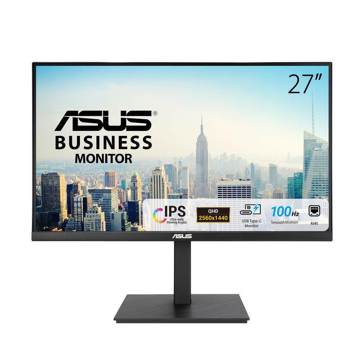 ASUS Business VA27ACFSN - 27 WQHD Monitor - Rahmenlos, ergonomisch, Flicker-Free, Blaulichtfilter, A
