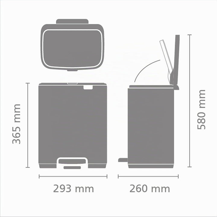 Brabantia Bo Treteimer 12 L (beige), platzsparender Mini Mülleimer mit Soft-Close-Funktion und leich