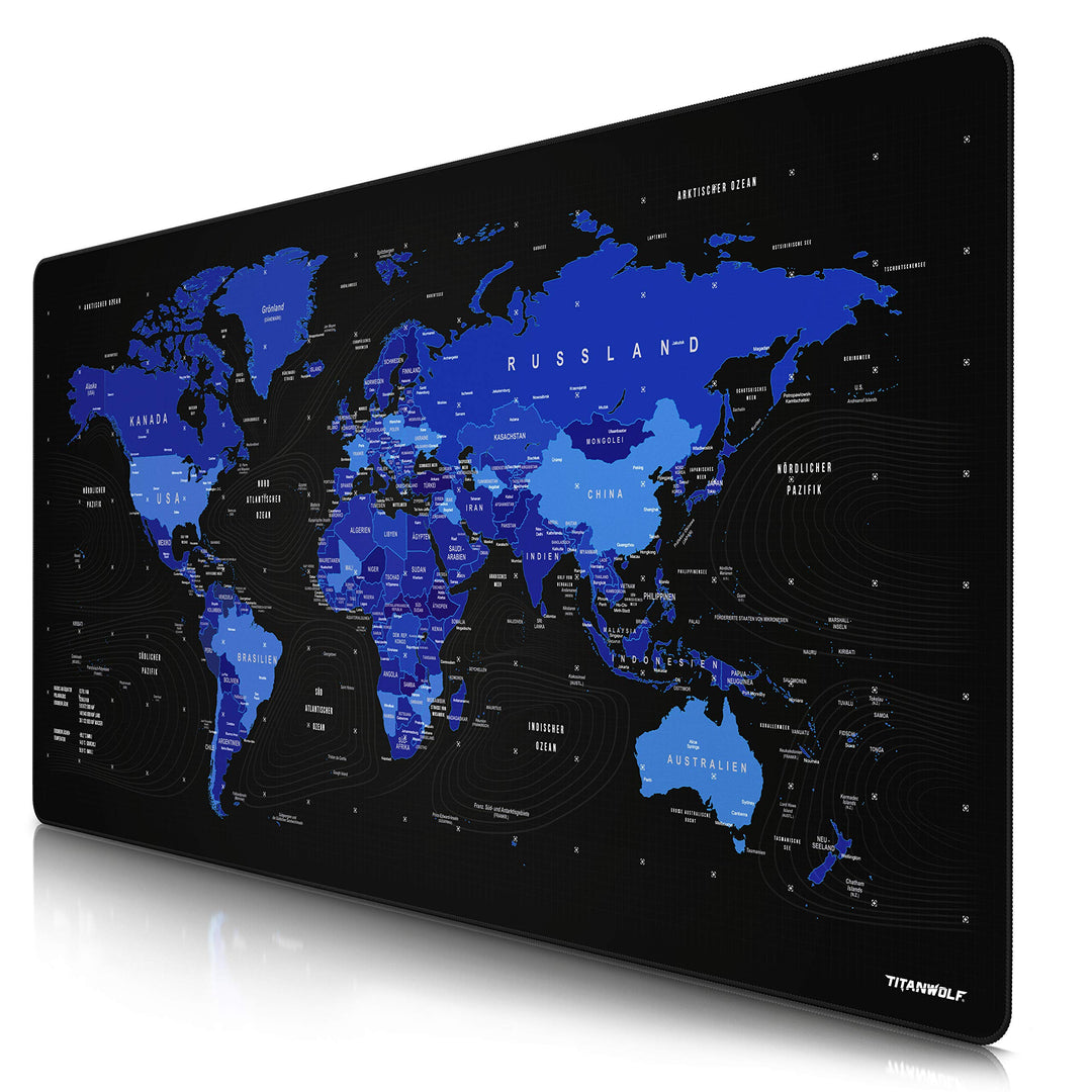CSL - Übergrösse DEUTSCHES Layout Titanwolf Mauspad 1200x600mm Weltkarte - XXXL Mousepad gross mit M
