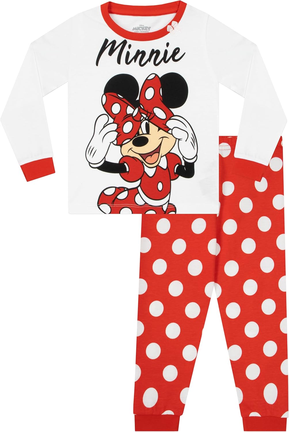 Disney Minnie Maus Schlafanzug | Baumwolle Schlafanzug Mädchen | Pyjama Kinder Lang, 92
