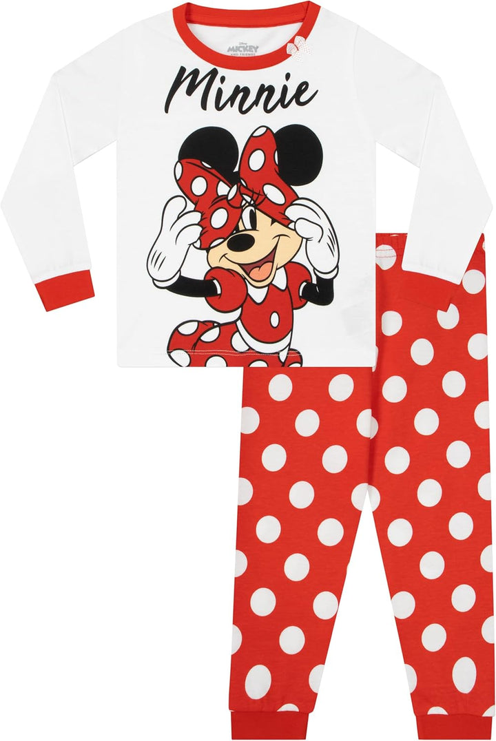 Disney Minnie Maus Schlafanzug | Baumwolle Schlafanzug Mädchen | Pyjama Kinder Lang 122 Mehrfarbig,