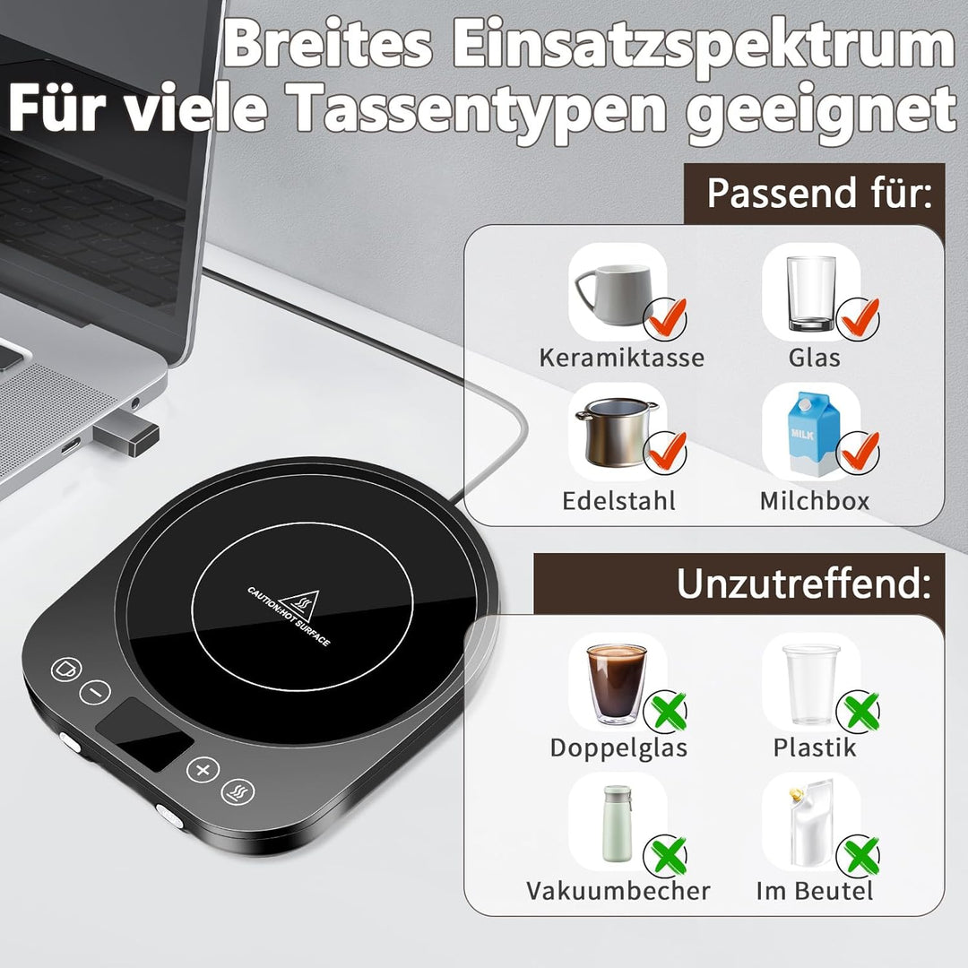 Kaffeewärmer,Aufgerüstet Tassenwärmer,Elektrischer Getränkewärmer,Kaffeetassenwärmer mit 9 Temperatu
