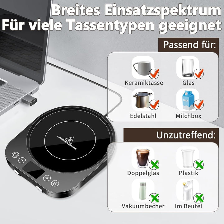 Kaffeewärmer,Aufgerüstet Tassenwärmer,Elektrischer Getränkewärmer,Kaffeetassenwärmer mit 9 Temperatu