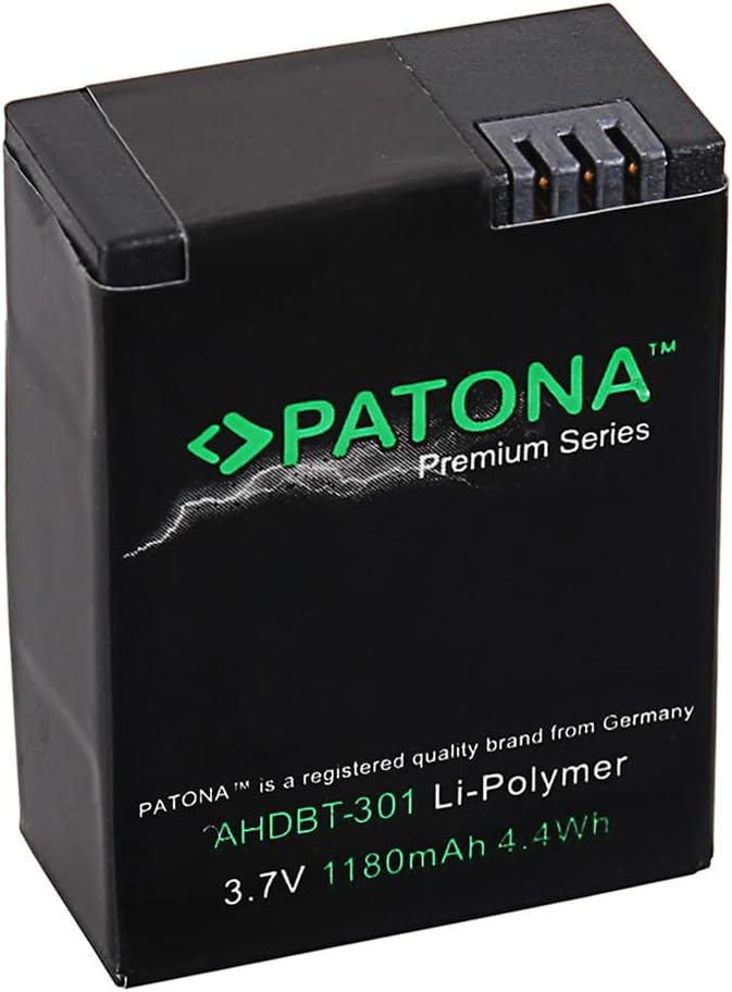PATONA Premium Akku AHDBT-302 Kompatibel mit GoPro HD HERO3 Hero 3+ 1x Batterie, 1x Batterie