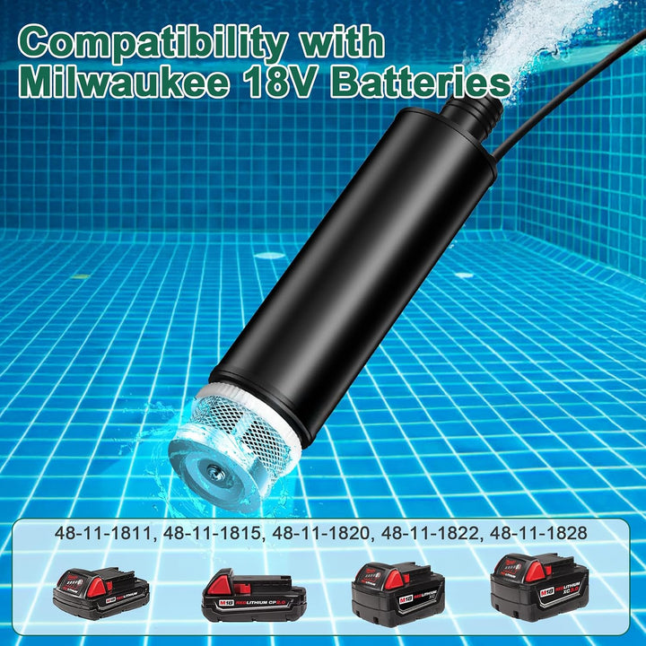 Tragbare Wasserpumpe für Milwaukee M18 18V Akku, 30 L/min, 4,2 m Kabel, Förderhöhe bis 16 FT (4,9 m)