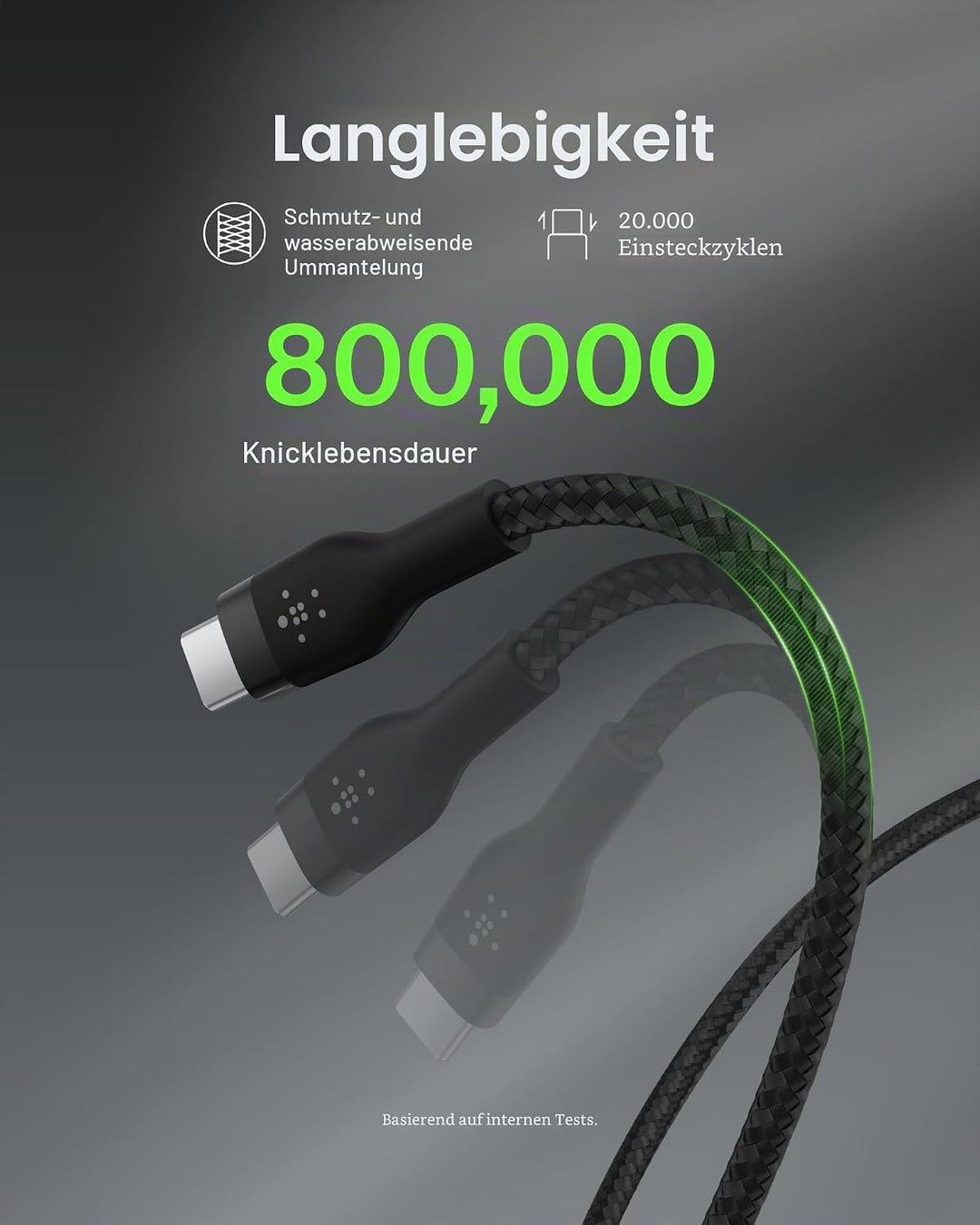 Belkin BoostCharge Pro Flex geflochtenes USB-C/USB-C-Ladekabel, USB-IF-zertifiziert zum Schnellladen